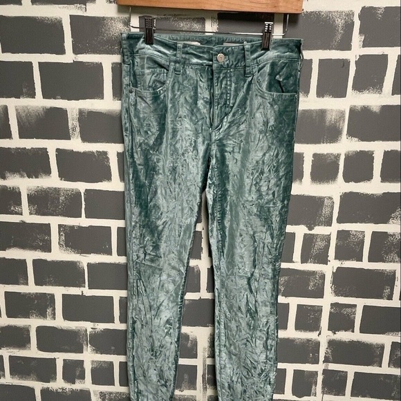 Pilcro and the Letterpress Anthro Velvet Sage Mint Green High Rise Skinny 26 - Picture 8 of 13